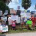 Protest at Honeymoon Park in Dunedin on Aug. 27, 2024. (Photo by Mitch Perry/Florida Phoenix)
