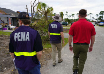 FEMA Disaster Survivors Assistance team members and Martin County emergency management canvas register and assist disaster survivors after Hurricane Milton and the tornadoes that it caused. (Patrick Moore/FEMA via Defense Visual Information Distribution Service)