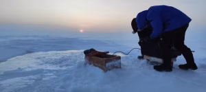 The author, pumping water onto ice. (Real Ice)