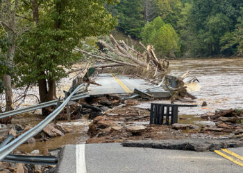 A road is washed out in Virginia due to Hurricane Helene (iStock image)