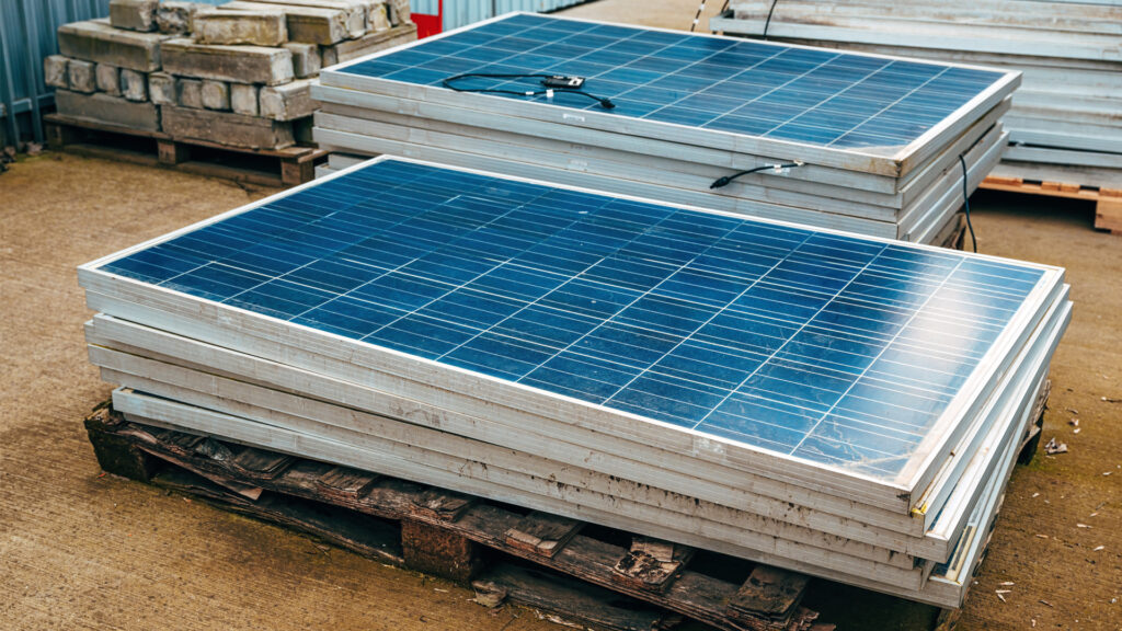 Obsolete solar panels in a factory yard (iStock image)
