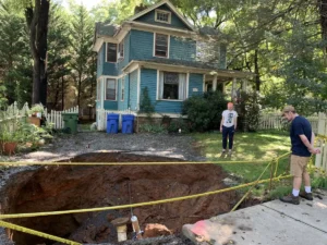 Sinkholes are a regular, if head-scratching, occurrence in Asheville, North Carolina. (Jason Sandford photo)