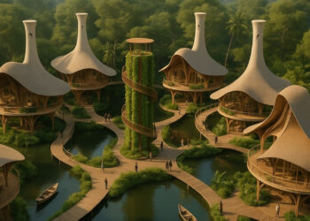 A conceptual image of the South Florida eco-community generated using ChatGPT’s image generation tools.
