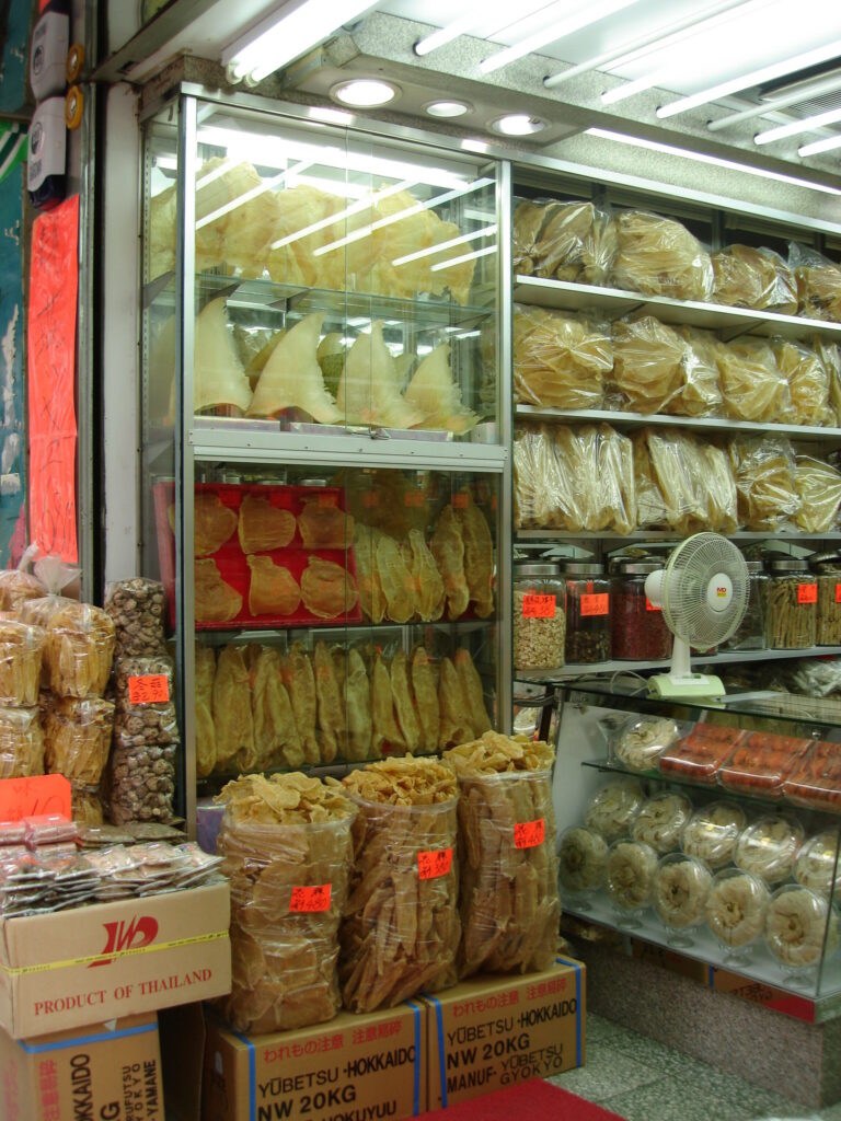 Shark fins for sale in Hong Kong in 2006. (Gregg Tavares, CC BY 2.0)