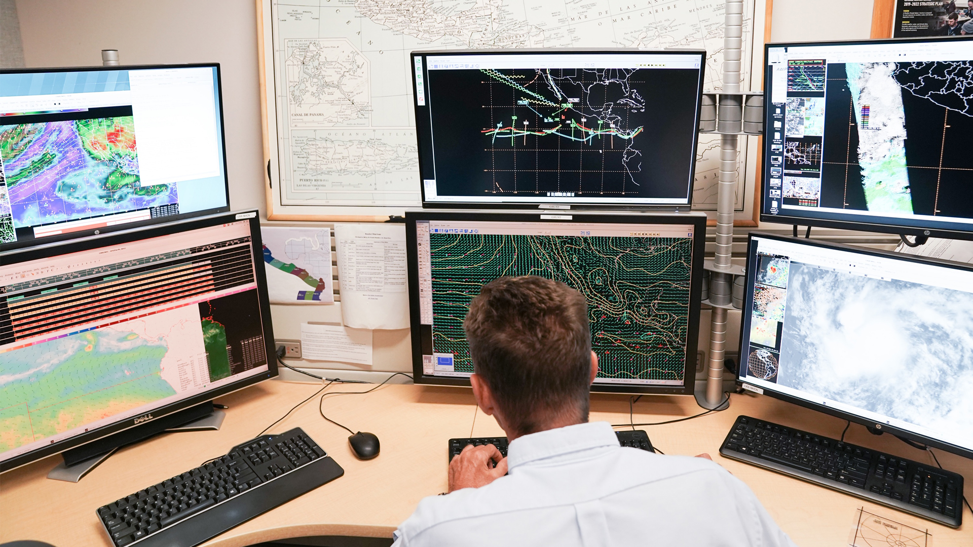 The National Hurricane Center in Miami (The White House, Public domain, via Wikimedia Commons)