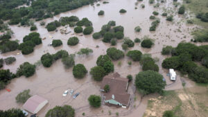 Flooding of the Guadalupe River near Kerrville, Texas, in 2025 (USCG, Public domain, via Wikimedia Commons)