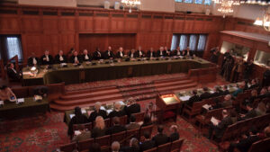 The International Court of Justice meets (Lybil BER, CC BY-SA 4.0 , via Wikimedia Commons)