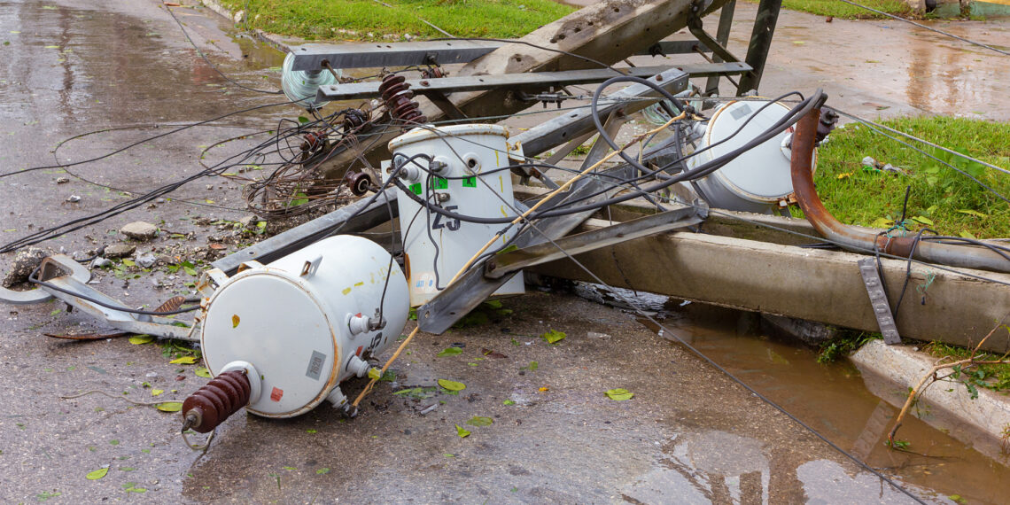 Power lines and transformers destroyed by Hurricane Irma (iStock image)