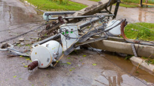 Power lines and transformers destroyed by Hurricane Irma (iStock image)