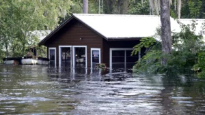 Floodwater from Florida’s Santa Fe River submerges a house in the aftermath of Hurricane Irma in 2017. (Tim Donovan/Florida Fish and Wildlife Conservation Commission)