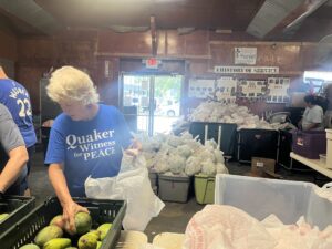 Since immigration raids have increased under Trump, a group of Quakers have started attending distribution. (Photo credit: Grace Hussain)
