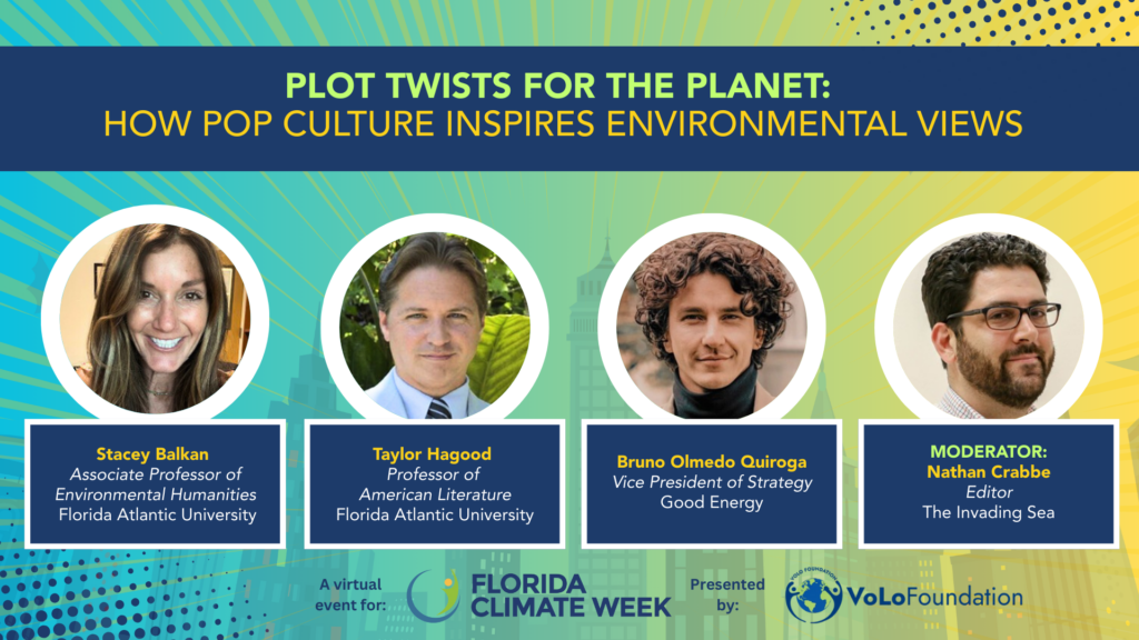 The Invading Sea is hosting an online panel discussion to explore how real-life environmental issues are featured in fictional storylines. Video of the event will be released Monday, Oct. 6, at 9 a.m. to kick off the events of Florida Climate Week.