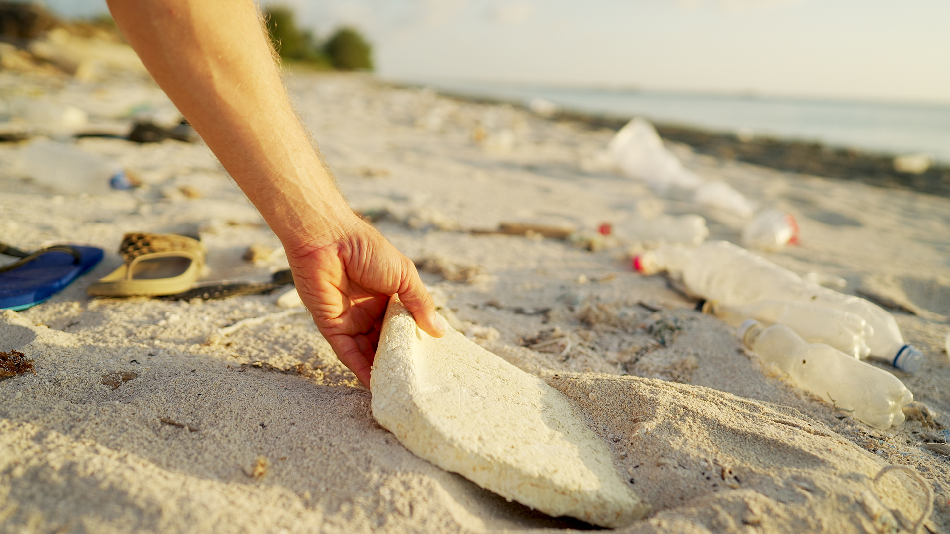 Plastic foam cleaned up from a beach (iStock image)