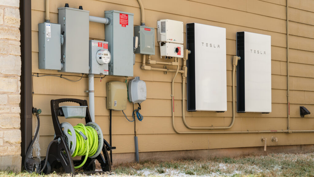 Tesla Powerwall units can store energy generated by solar panels for use during power outages (iStock image)