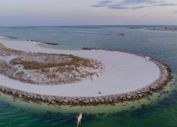 An aerial view of Norriego Point in Destin. The state purchased 4 acres for $83 million to expand a park at the beach access point. (iStock image).