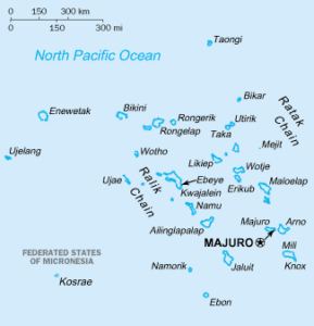 A map of the Marshall Islands (Public domain, via Wikimedia Commons)