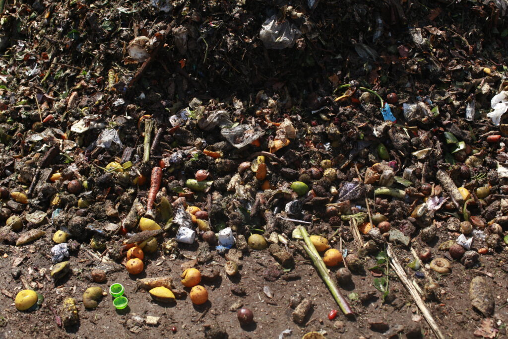 Food waste is seen at the Staten Island Composting Facility in New York City. In 2023, the United States squandered roughly a third of its food supply, according to the food waste nonprofit ReFED. (Evan Simon/Floodlight)