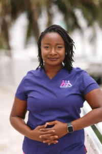 Florida-based doula Esther Louis is piloting a program that teaches doulas how to assess the climate risk of their clients and help them better prepare for future climate threats that might impact pregnant people under their care. (Photo courtesy of Esther Louis)