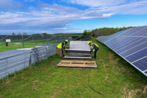 Solar panel recycling company SPR retrieves retiring solar panels one and takes them to one of their recycling plants. (Credit: Courtesy of SPR)