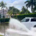 A truck drives through king tide flooding in West Palm Beach (Credit: Katie Carpenter)