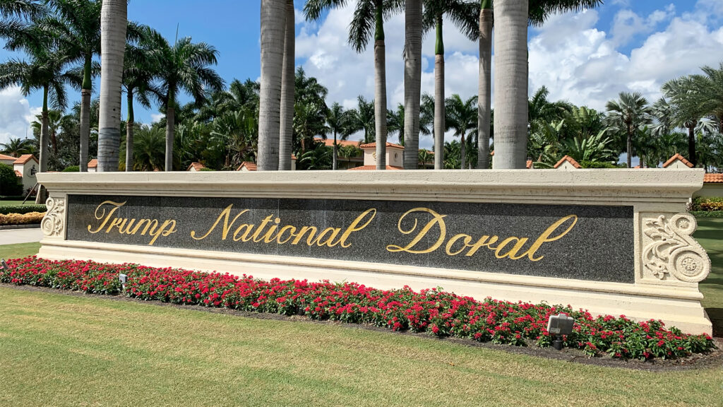 A sign outside the Trump National Doral golf resort, which will host the G20 summit in December 2026. (iStock image)