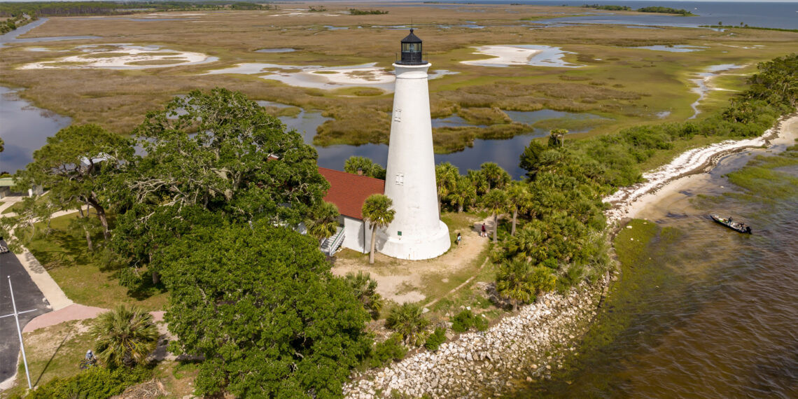 St. Marks Lighthouse, located in Wakulla County in St. Marks National Wildlife Refuge (iStock image)