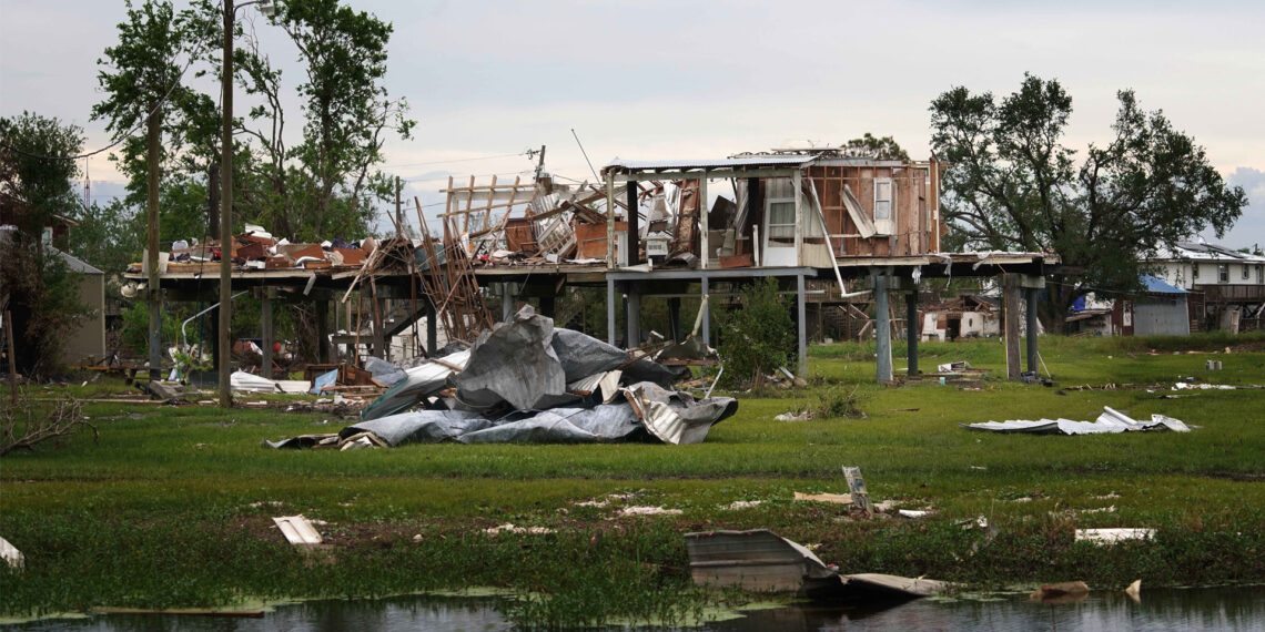 Damage caused by Hurricane Ida to structures in Pointe Aux Chenes, an unincorporated community located in Terrebonne Parish, Louisiana. (FEMA photo by Julie Joseph, via Defense Visual Information Distribution Service)