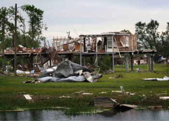 Damage caused by Hurricane Ida to structures in Pointe Aux Chenes, an unincorporated community located in Terrebonne Parish, Louisiana. (FEMA photo by Julie Joseph, via Defense Visual Information Distribution Service)