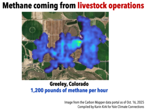 Methane coming from livestock operations (Karin Kirk/Yale Climate Connections)