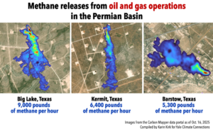 Methane releases from oil and gas operations in the Permian Basin (Karin Kirk/Yale Climate Connections)