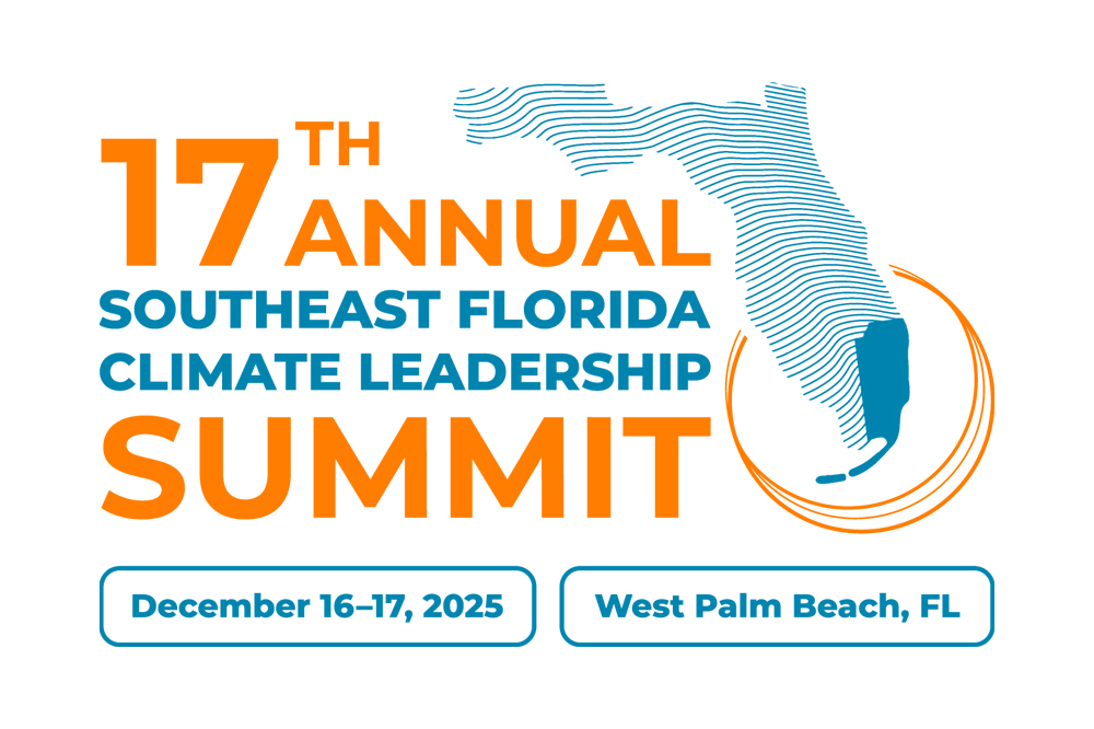 The summit is organized by members of the Southeast Florida Regional Climate Change Compact, a partnership between Broward, Miami-Dade, Monroe and Palm Beach counties to work together on climate threats and solutions. (Graphic courtesy of Southeast Florida Climate Leadership Summit)