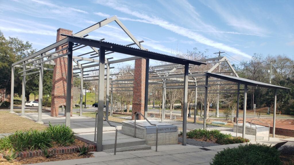 Commemorative row houses in Cascades Park in Tallahassee mark the location of the historic Black neighborhood of Smokey Hollow, which used to cover the area where the park is now located. (WikiWhens, CC BY-SA 4.0, via Wikimedia Commons)