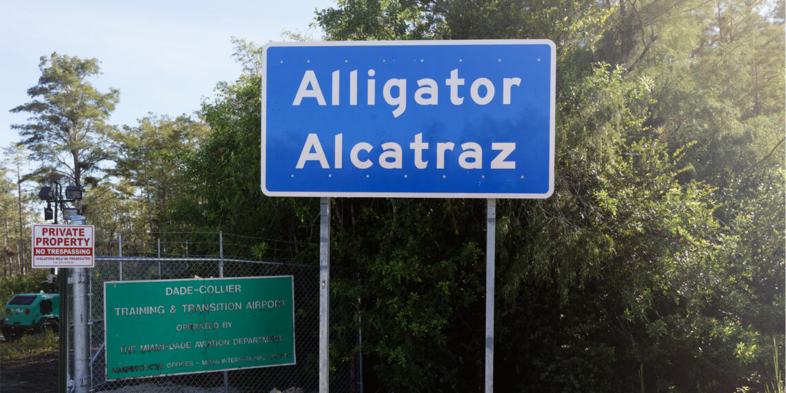 A sign at the entrance to Alligator Alcatraz (iStock image)