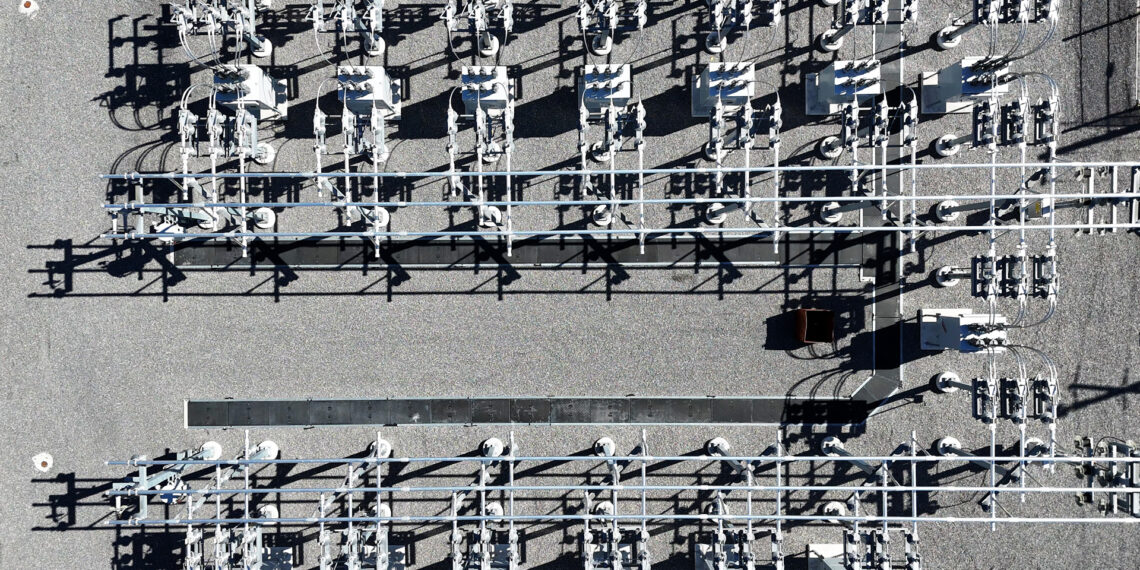 An aerial view of an electrical substation (iStock image)