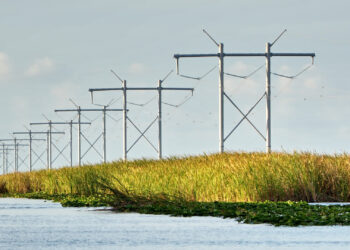 Power lines running along a canal in Everglades National Park near Fort Lauderdale (iStock image)