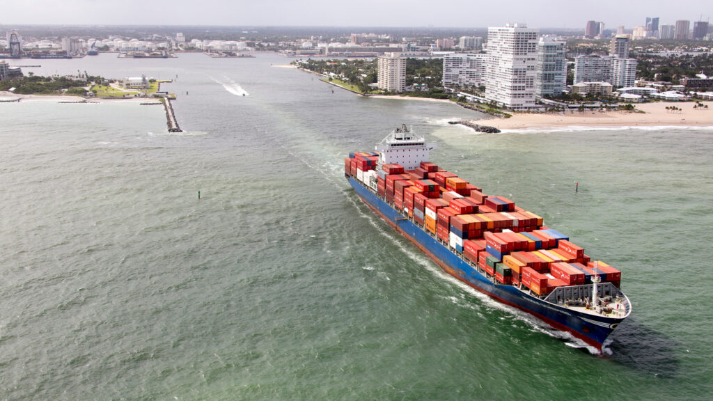 A container ship leaving Port Everglades (iStock image)