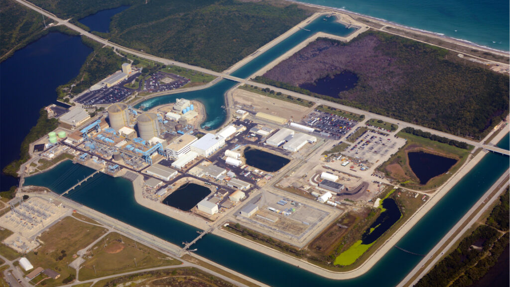 An aerial view of the St. Lucie Nuclear Power Plant (St. Lucie Nuclear Power Plant by Don Ramey Logan.jpg from Wikimedia Commons by Don Ramey Logan, CC-BY-SA 4.0)