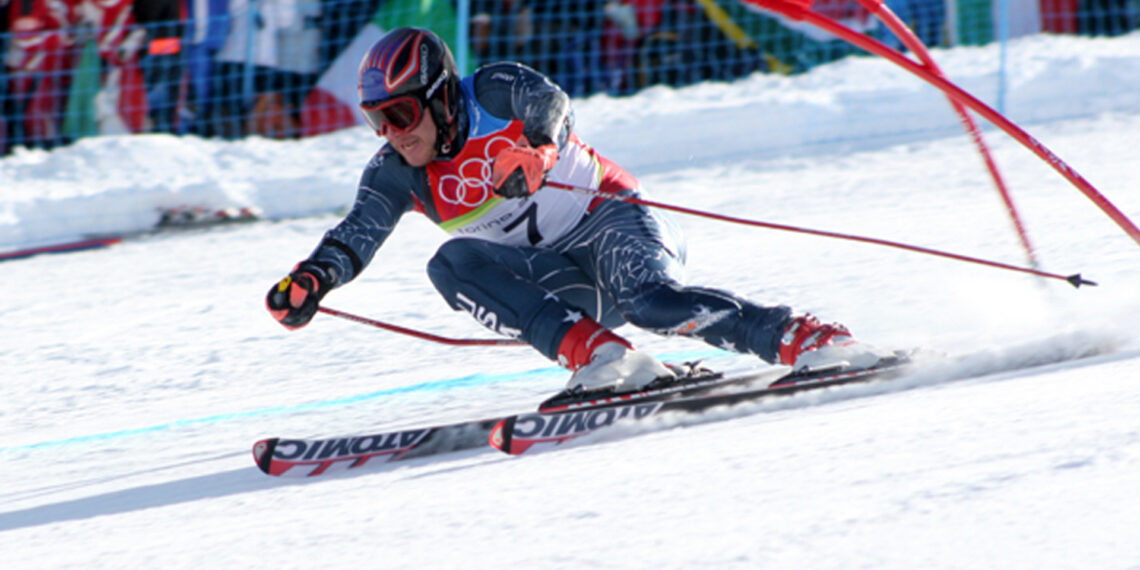 Bode Miller skis at the 2006 Winter Olympics (Thomas Grollier, CC BY-SA 1.0, via Wikimedia Commons)