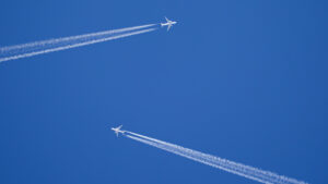 Contrails behind planes in flight (iStock image)