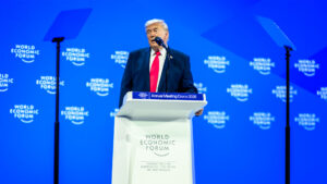 President Donald Trumpspeaks about Greenland and other topics at the World Economic Forum in Davos, Switzerland on Wednesday, January 21, 2026. (The White House, Public domain, via Wikimedia Commons)