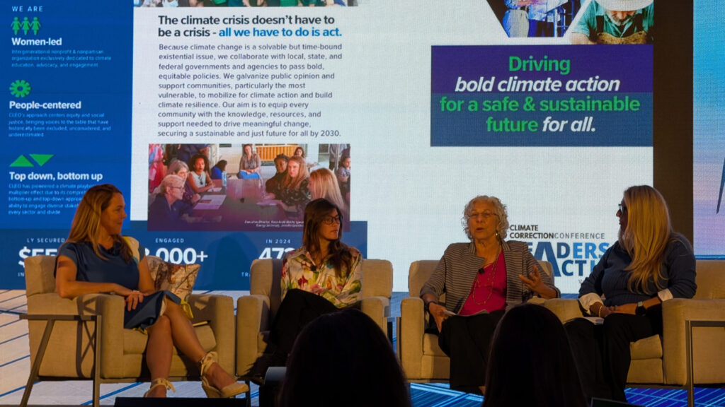 A panel discussion is held at VoLo Foundation's Climate Correction conference in 2025. (Kimberly Vardeman photo)