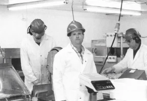 Sam Cobb in the RMS Foods factory in 1980. (Courtesy of Sam Cobb)