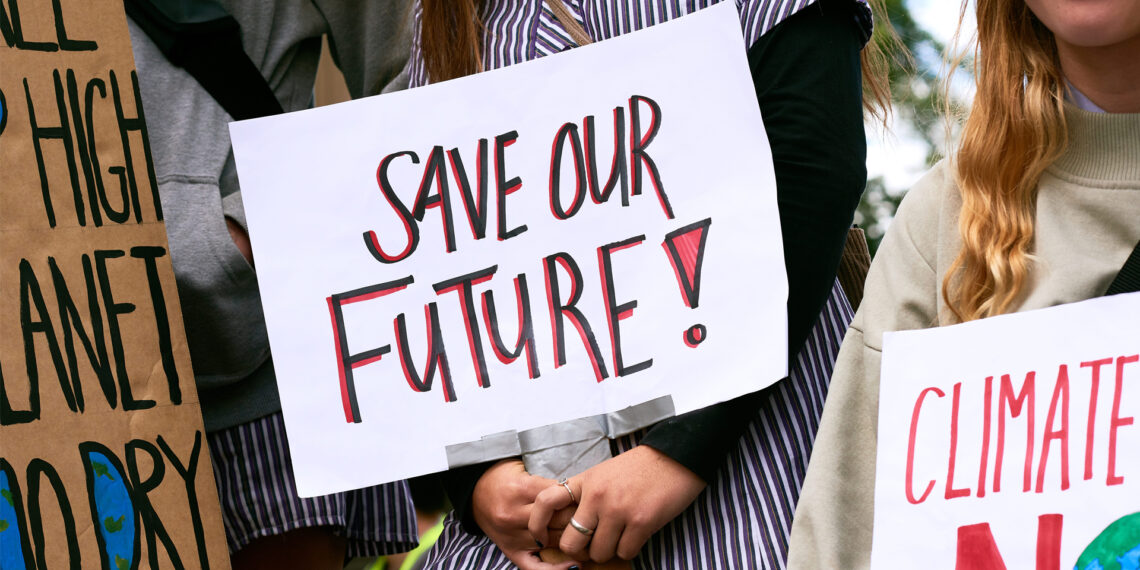 Signs at a youth climate protest (iStock image)