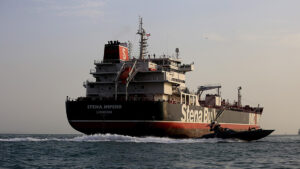 A British oil tanker that was detained by Iran in 2019 while passing through the Strait of Hormuz. (Fars Media Corporation, CC BY 4.0, via Wikimedia Commons)