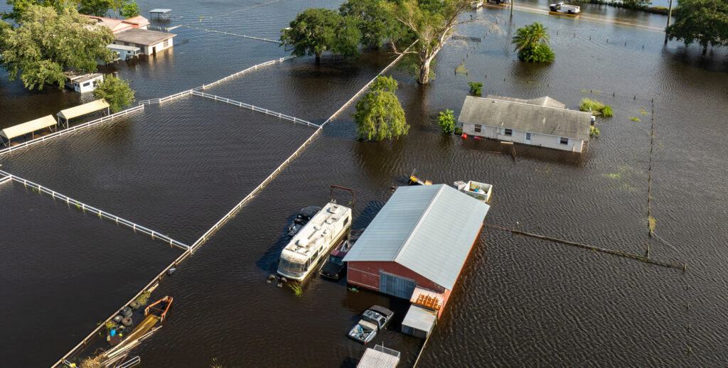 Flooded rural land around Sarasota after Hurricane Debby (iStock image)