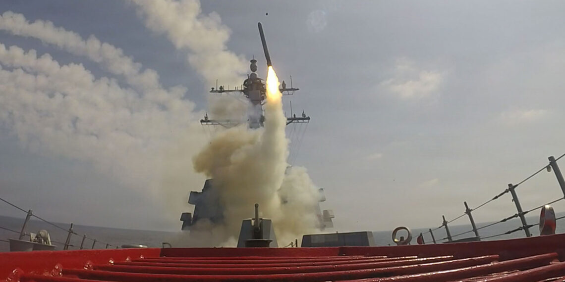 A missile is fired from a ship during operations in support of Operation Epic Fury. (U.S. Navy photo via Defense Visual Information Distribution Service)