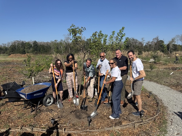 Over the past few months 4Roots has partnered with Volo Foundation and Arbor Day Foundation to plant 125 trees in Orlando. Leaders from various organization, including Orlando city officials pose for a ceremonial tree planting. (Trimmel Gomes)