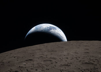 "Earthset" is the new photo from the far side of the Moon, captured on April 6 by the crew of Artemis 2 as Earth dips behind the lunar horizon. (NASA)