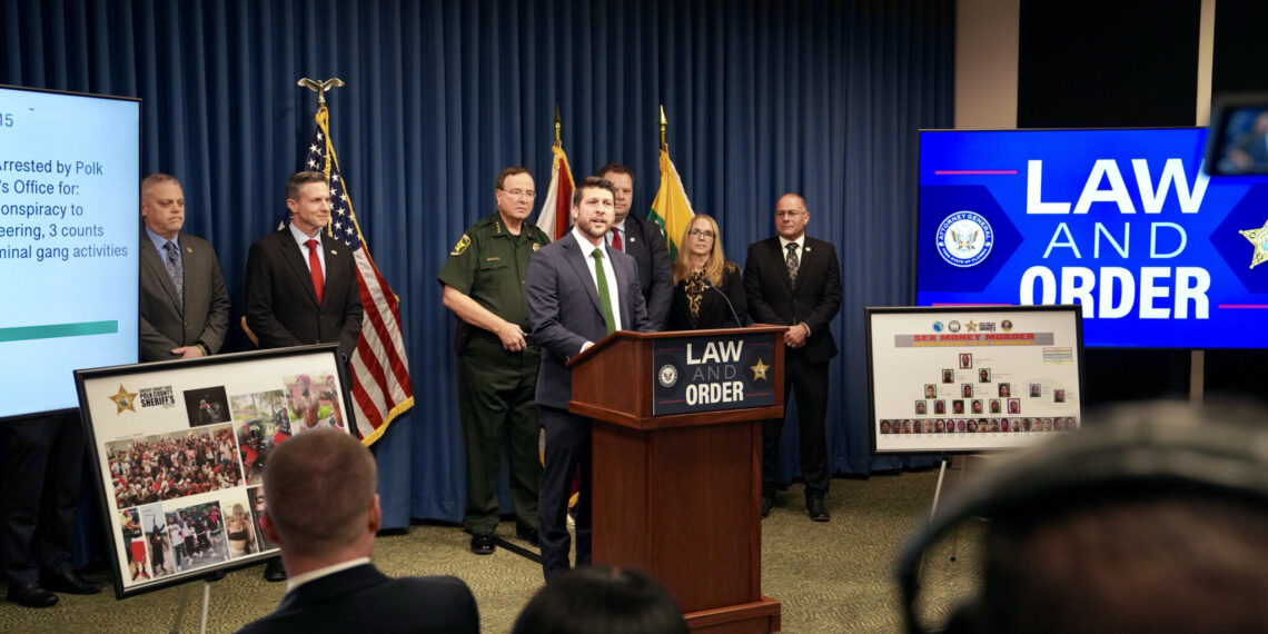 Uthmeier speaking at a press conference. (Photo courtesy of attorney general's office)