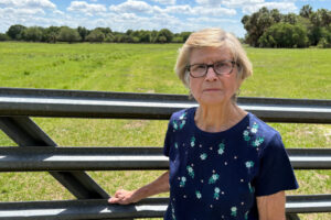 Florida Power & Light is considering constructing a hyper-scale data center right next to this expanse of land, where Carroll McAllister grew up in a shack her father built. (Amy Green/Inside Climate News)
